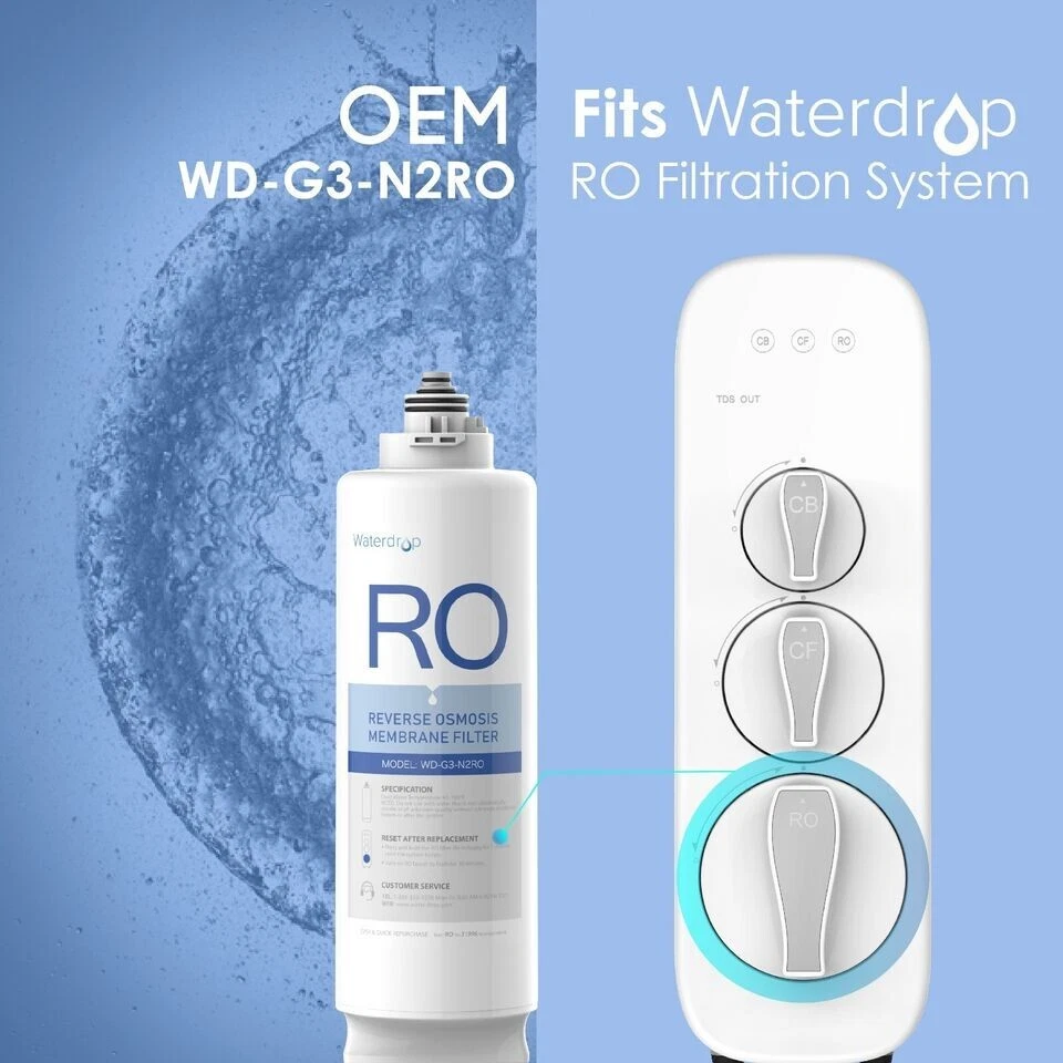 Waterdrop Water Filter, Replacement for WD-G3-W Reverse Osmosis System - Image 2 of 4