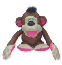 Fisher Price Puffalump Monkey Chattering Chimps 11" Brown  Pink Plush Toy 1994