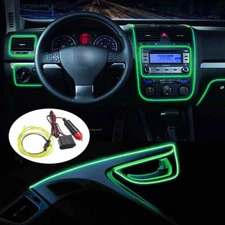 3M Green Car LED EL Wire Light Strip Interior Atmosphere Glow Neon Lamp Decor