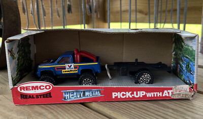 Vintage Remco Heavy Metal Goodyear Valvoline Oil Pick Up Trailer in Box 1980s