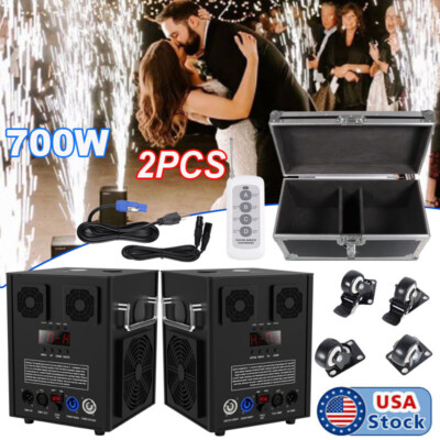 2X 700W Cold Spark Machine Firework Stage Effect Wedding Event DMX w/Flight Case