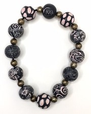 Viva Beads BLACK LACE Polymer Clay Bead Bracelet Stretch