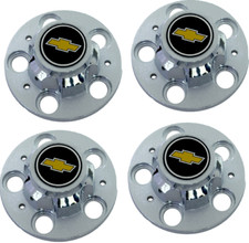 77-87 Chevy C10 2wd Truck Chrome Rally Wheel Center Hub Caps With Bowtie 5-lug