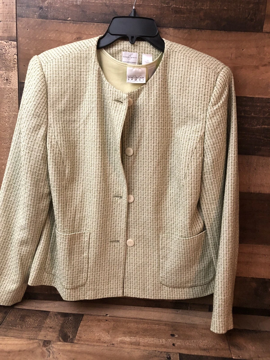 Misses Emma James Liz Claiborne Size 12 Green/White Tweed Jacket + Lime  Vest Lg | eBay