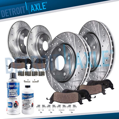 Front & Rear Drilled Rotors + Brake Pads for 2004 2005-2007 Toyota Highlander