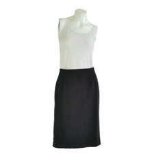 Halogen Womens Skirt 6 Solid Black Pencil Rayon Blend Back Slit Midi Career