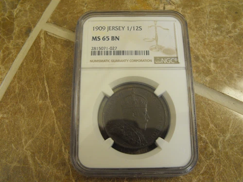 Jersey 1/12 Shilling 1909 NGC MS-65 BN