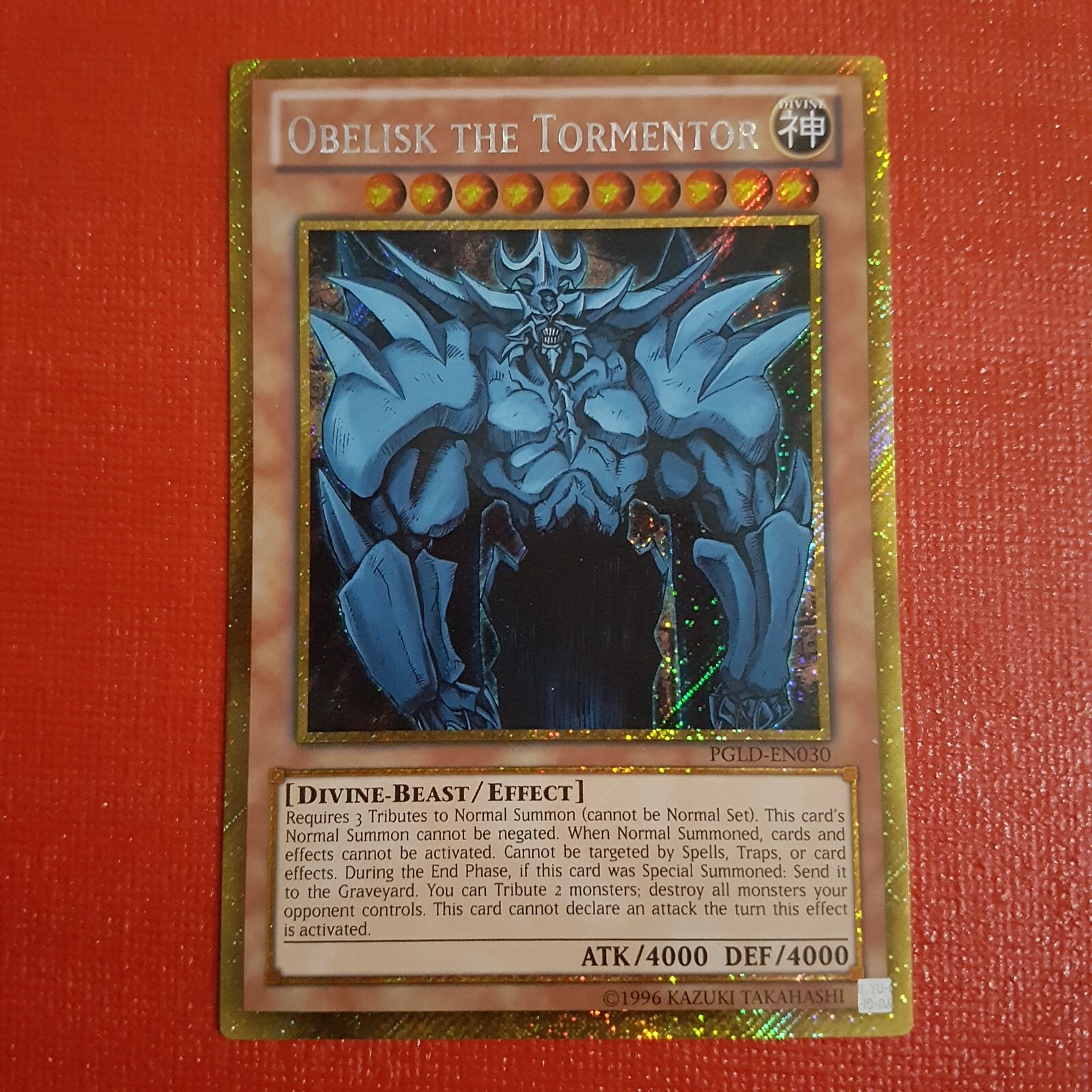 Yugioh Obelisk The Tormentor Gold Rare PGLD-EN030 Card