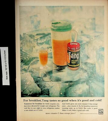 1961 Tang Breakfast Drink Orange Juice Powder Vintage Print Ad 5327
