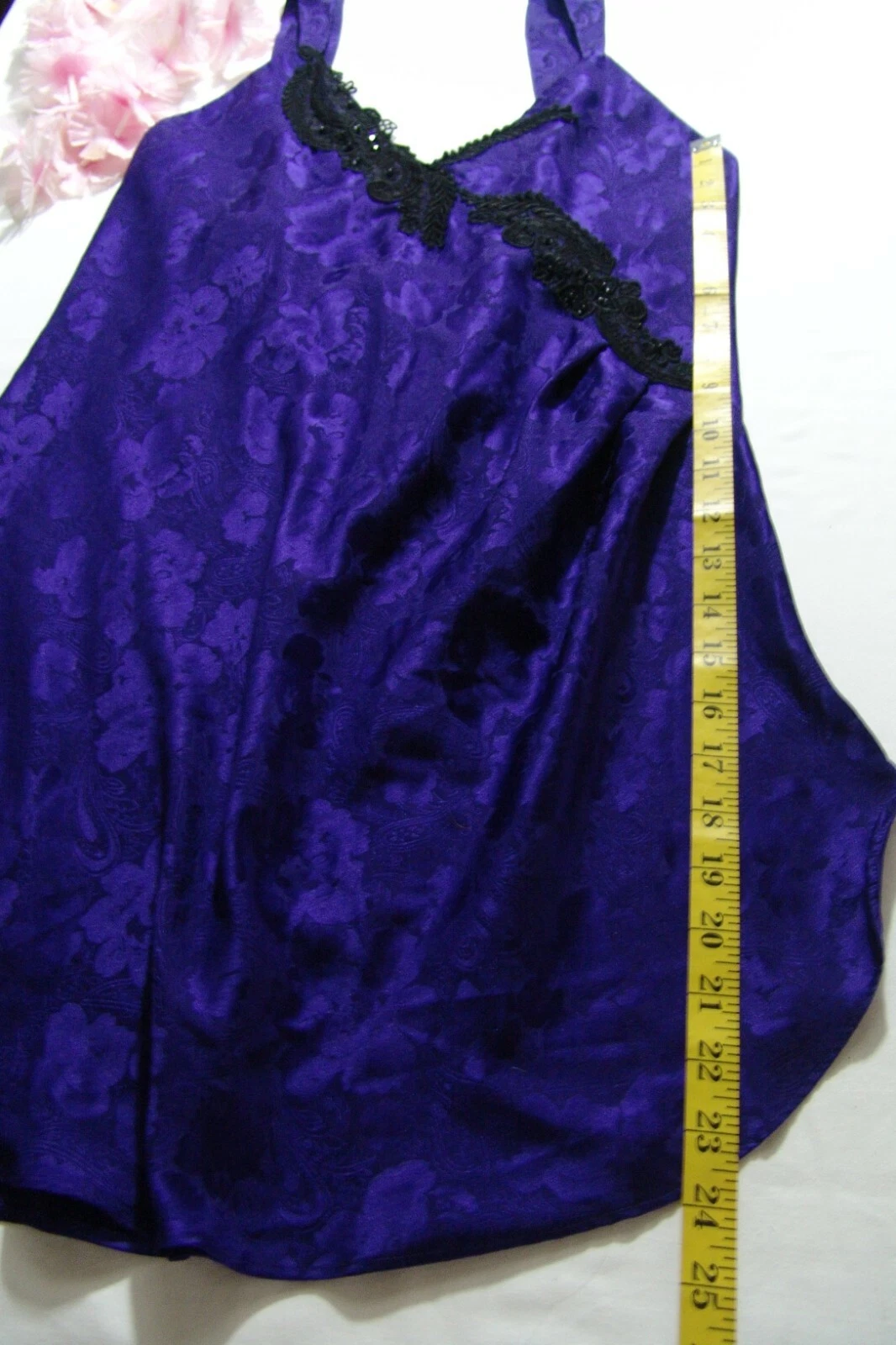 UNDERCOVER Abito Victoria's Secret slip M viola jacquard raso pizzo applicato medio vintage 80