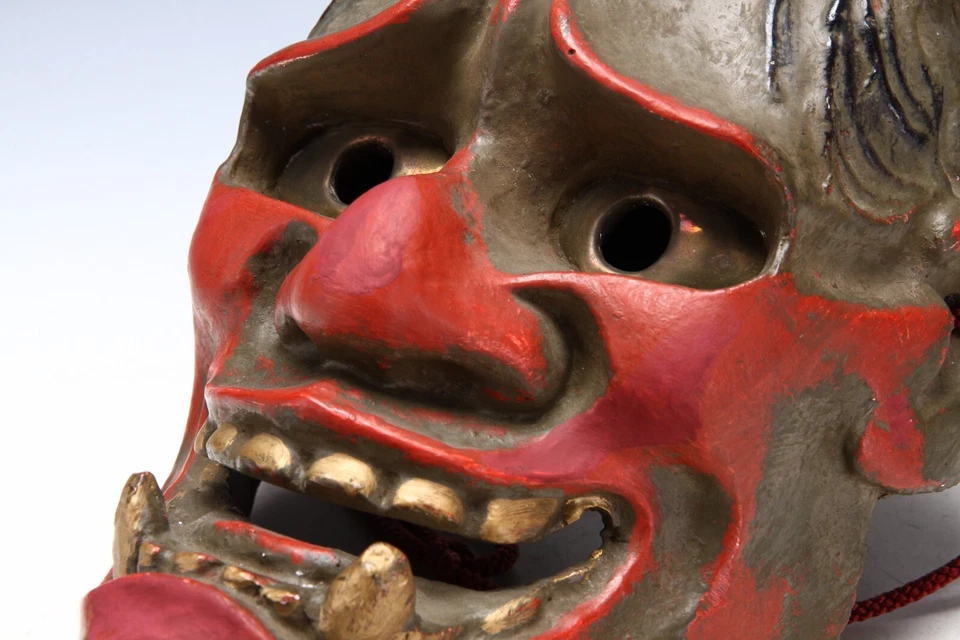 Old Vintage Japanese Red Power Noh Mask -Han nya- Paper Clay Nice Product - Image 3 of 4