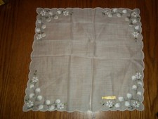 Vintage French Zone by Austria Women's Handkerchief Embroidered All Cotton