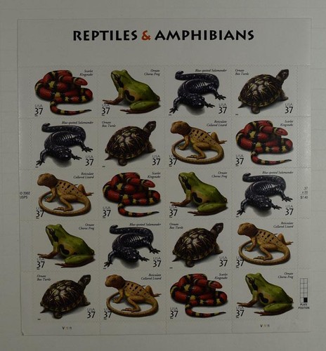 US SCOTT 3814 - 3818 SHEET OF 20 REPTILES & AMPHIBIANS STAMPS 37 CENTS MNH