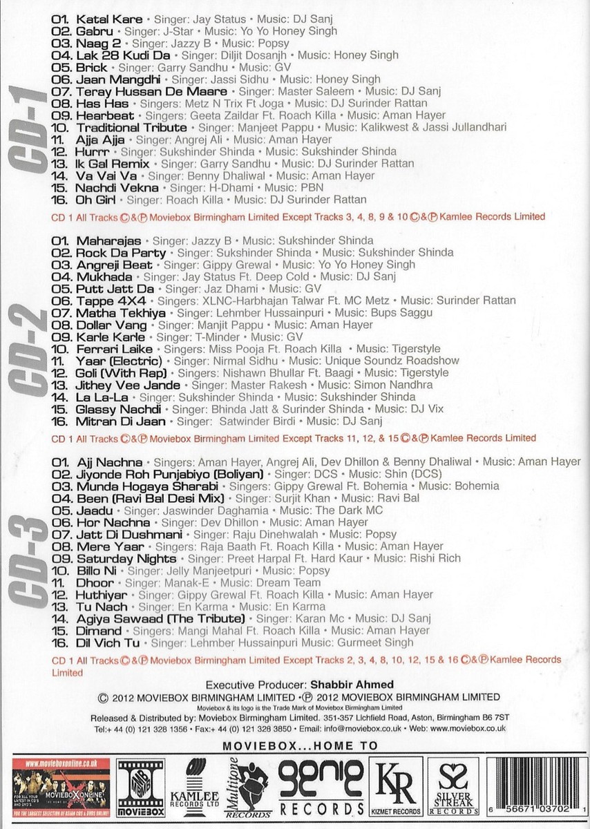 THE BIGGEST UK BHANGRA HITS VOL SUKSHINDER SHINDA,JAZZY B,GURDAS MAAN  3CDs