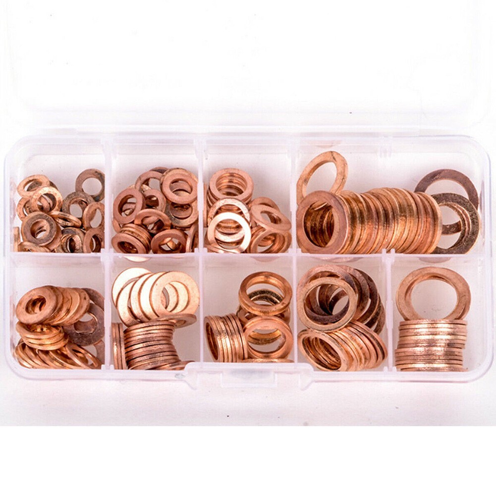 Comprehensive 200PC Boxed Engine Oil Drain Plug Copper Crush Washer