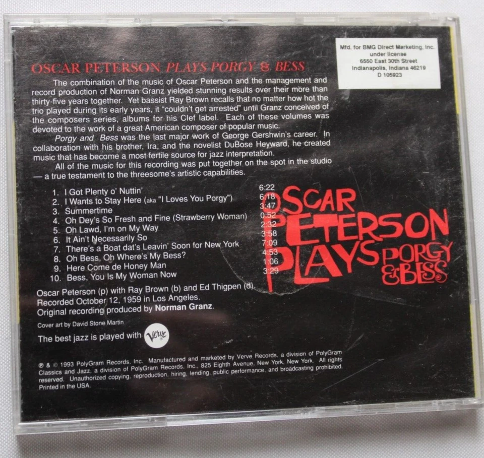 OSCAR PETERSON PLAYS PORGY & BESS [USED CD] VERVE JAZZ Foto 2 de 2