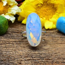Milchig Opal Edelstein 925 Sterling Silber Handgemacht Ring Alle Größen CE-25