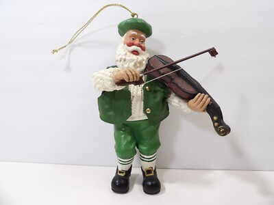 2000 Clothtique By Possible Dreams Irish Santa Playing Violin Ornament ~ 6'' ~ L2
