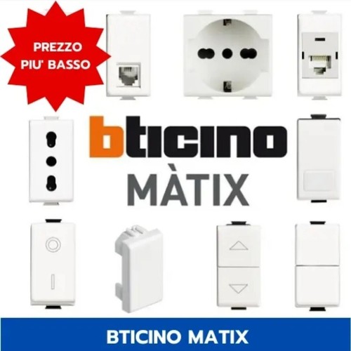 BTICINO MATIX SERIE ORIGINALE PRESA PULSANTE PLACCA DEVIATORE TV SCHUKO RJ45 LAN - Foto 4 di 41