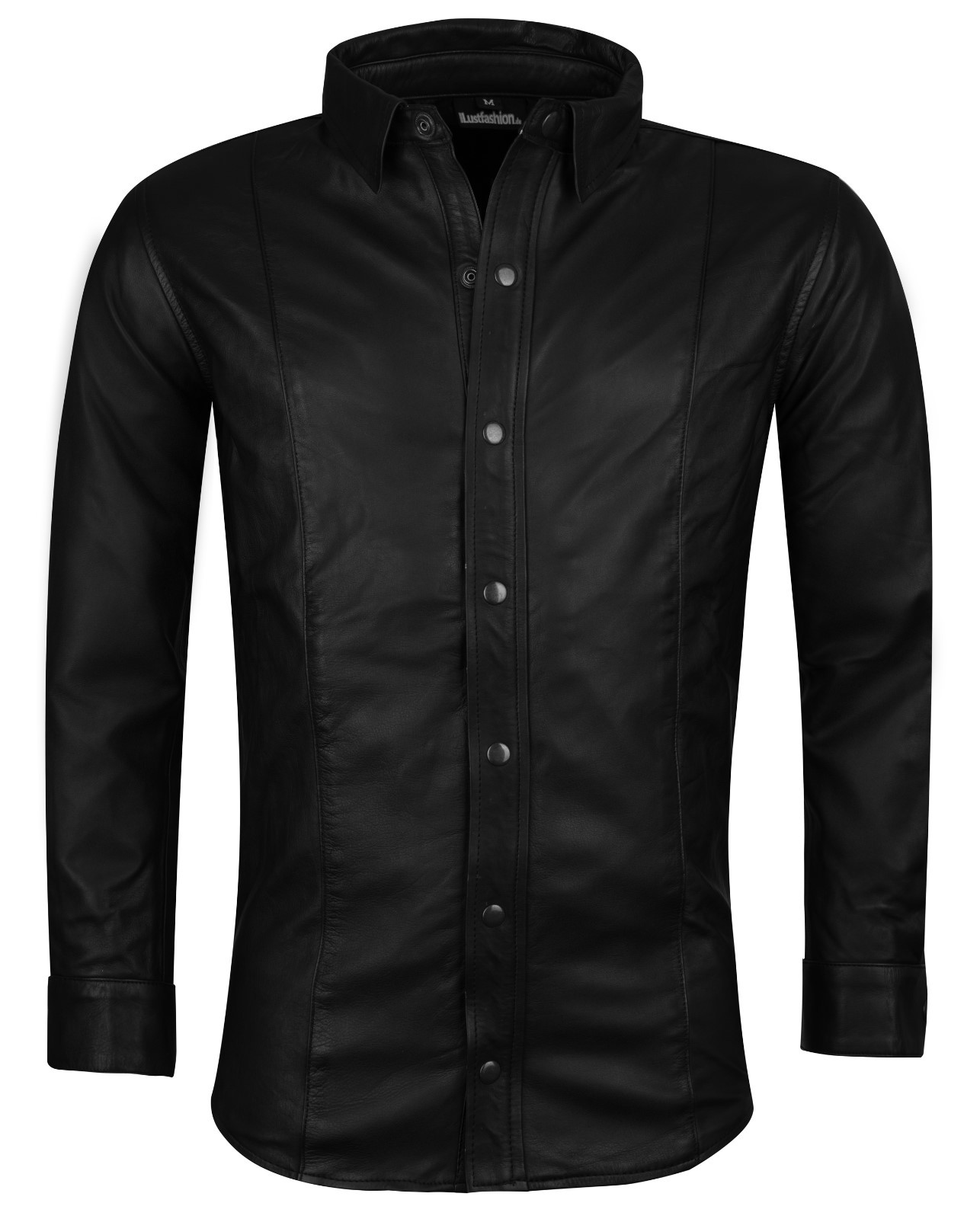 LEATHER SHIRT long sleeve new black LAMBSKIN leather shirt long sleevess LAMB SKIN
