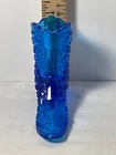 FENTON blue glass daisy and button boot figurine 4”