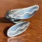 SC Signed Mexico Vintage Bypass Art Ring Sterling Silver Adjustable Size 8