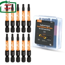 Toolant 1/8" Impact Hex Head Allen Wrench Drill Bit Set 10Pcs, 1/4” Hex-Shank S2