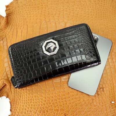 Genuine Leather Zipper Long Wallet Hand Clutch #MW2909