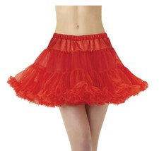 Costumes USA Adult Full Red Petticoat Skirt Sheer Stretch One Size Fits Most-EUC