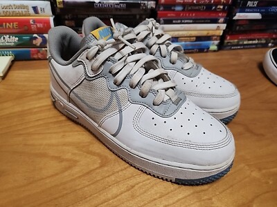 Nike Air Force 1 Low React White Light Smoke Grey Trainers Size 7Y CT5117-102
