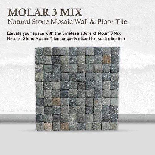 Molar 3 Mix Natural Stone Mosaic Wall & Floor Tile ($21.36/SqFt) - Image 4 of 4