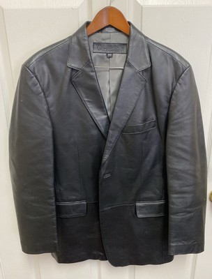 Stafford Executive Leather Jacket Mens Medium Black Sports Coat Blazer Adult