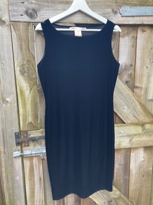 MAX STUDIO SCHWARZ VELOURS WESTE STIL STRETCH ETUIKLEID/BODYCON KNIELANG 10/12UK
