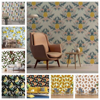 3D Fruit Leaves Pattern Self-adhesive Wallpaper Removable Wallpaper Wall Mural