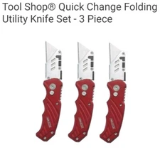 Tool Shop Quick Change Folding Utility Knife Set - 3 Piece - FREE SHIPPING!!!
