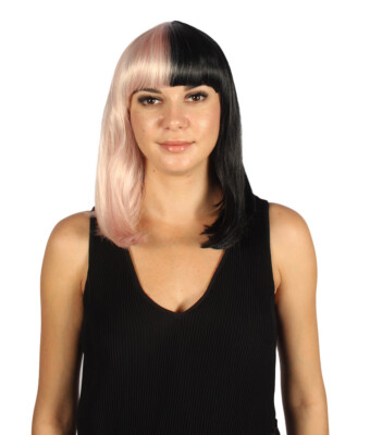 Two-tone Mixed Pink and Black Medium Bob Wig HW-3302