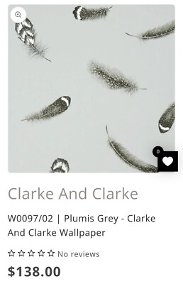 Clarke & Clarke W0097/02 / Plumis Grey - Clarke And Clarke Wallpaper 11 Yard...