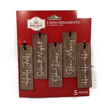 WM Christmas Decor - Miniature Tree Natural Tag Ornaments 5pc Set
