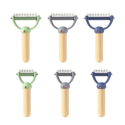 Dogs Shedding Brush Handle 2-Sided Steel Teeth for Removing Knots & Tangles