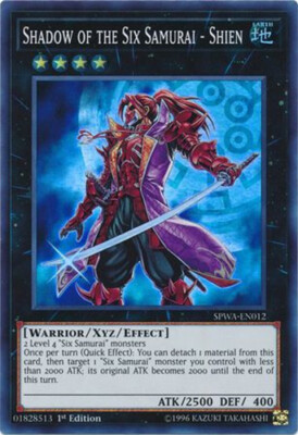 Yu-Gi-Oh Card - SPWA-EN012 - SHADOW OF THE SIX SAMURAI - SHIEN (super rare holo)