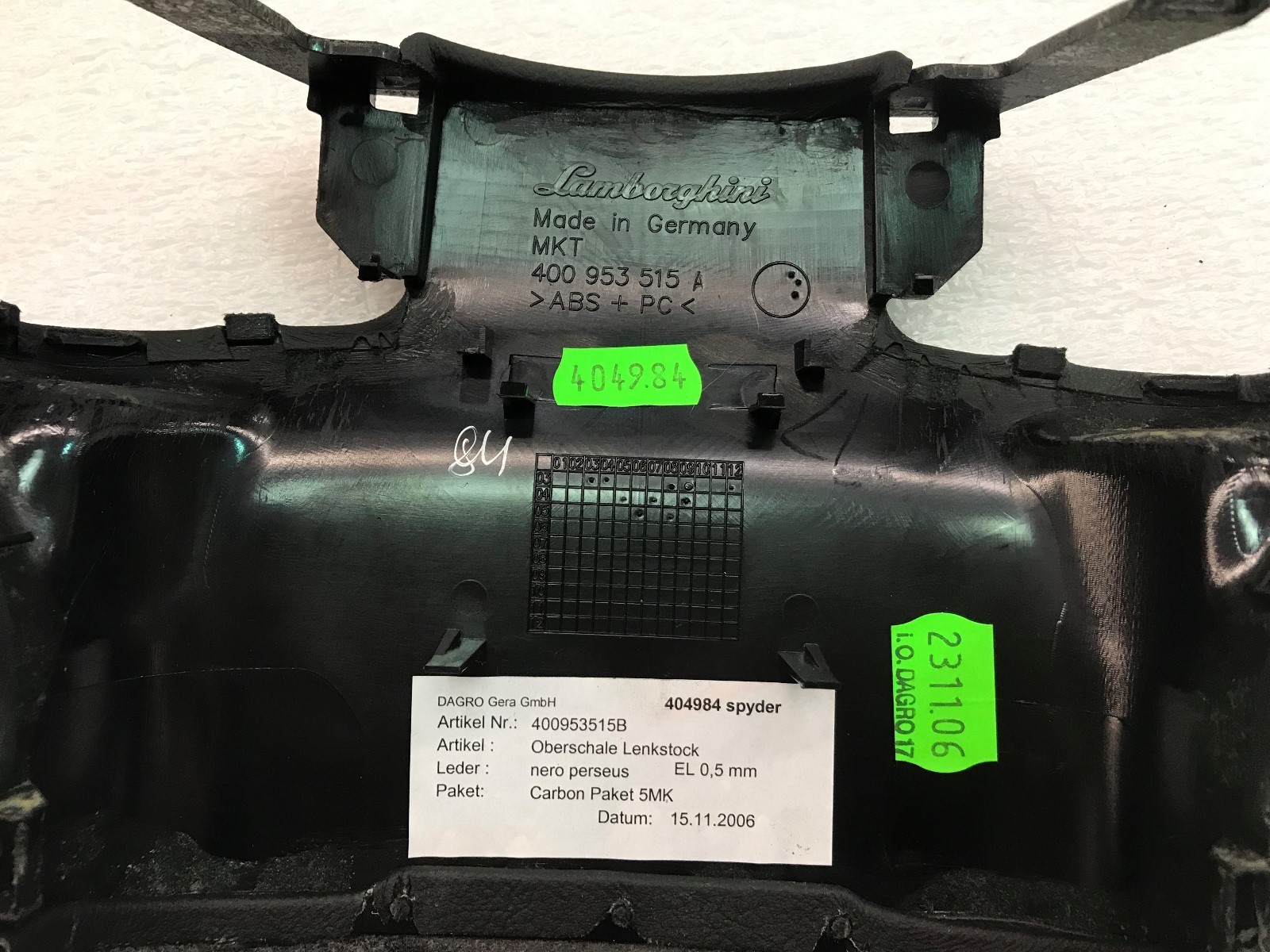 LAMBORGHINI GALLARDO COUPE SPYDER UPPER STEERING COLUMN PANEL OEM 400953515B