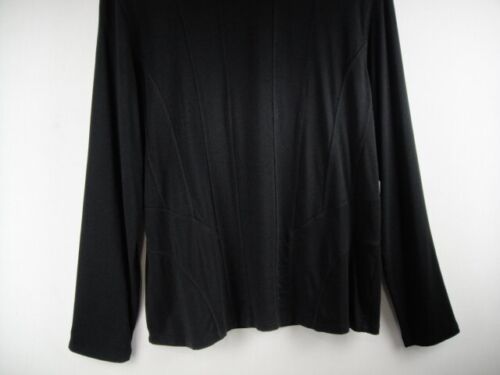 Chiave taglia Top a maniche lunghe L nero cucito elasticizzato maglia finto scollo - Foto 3 di 7