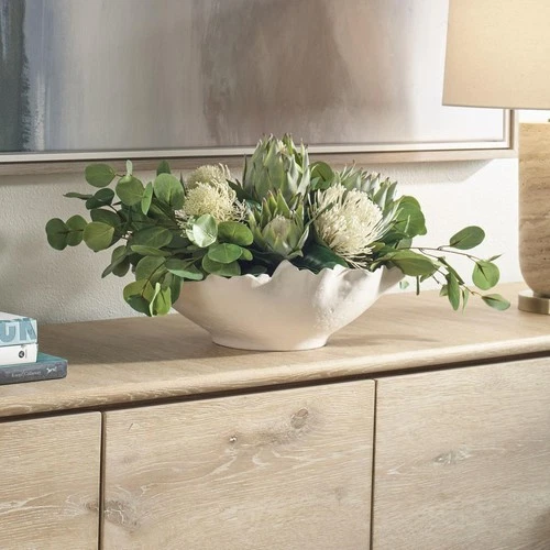 Uttermost 60256 Protea Blooms Off-White and Green Bowl Centerpiece - Picture 7 of 8