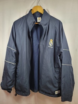 Real Madrid Jacket Men's Size L Blue White Windbreaker Warmup Drills