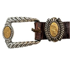 Brighton Museum Collection Belt M 30 Croc Leather Pegasus Angel Medallion