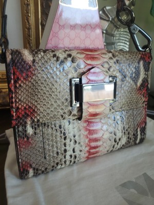 REED KRAKOFF RUNWAY Kit Clutch Wristlet Bag Red Glazed Python Stunning Rare 4K!!
