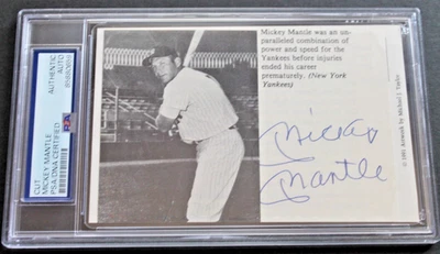 Mickey Mantle (d.1995) Yankees Autograph 1991 Artwork Signed 4x5 Custom Card PSA - Image 1 of 4