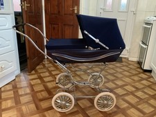 Silver Cross Doll Pram Vintage, Navy Cord Coach Built