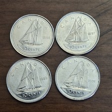 1990, 1991, 1996, 1997 Canada 10 Cents Dimes  Lot of 4 Lower Mintages PD15
