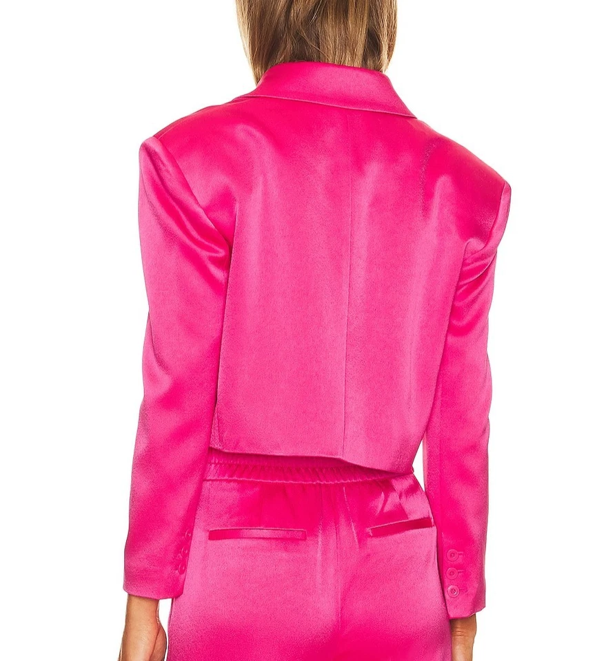 NUEVO CON ETIQUETAS - Chaqueta Blazer Alice + Olivia 'Shan' Recortada Satén, Rosa Caramelo - Talla 6 Foto 3 de 3